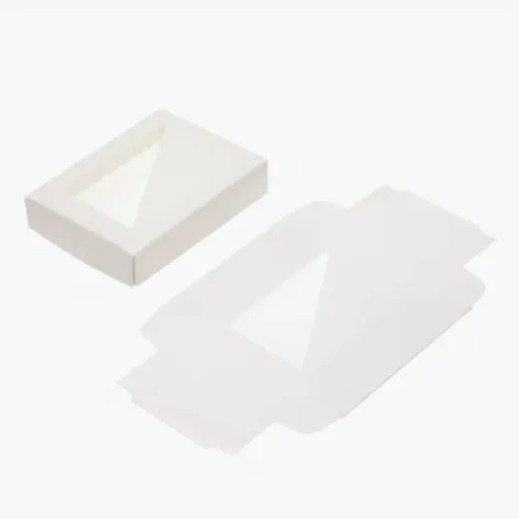 6 Choc White Folding Lid with Triangular Window - Pack of 25
